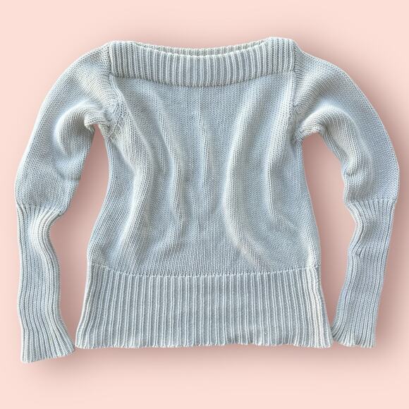 Vtg Gap Sweater Women’s Medium Cream Boat Neck Chunky Ribbed Knit Cottagecore - Picture 1 of 4